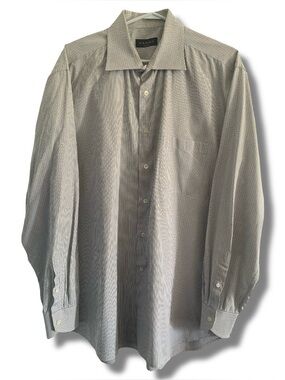 Canali Regular Fit Microcheck Dress Shirt Size 18.5